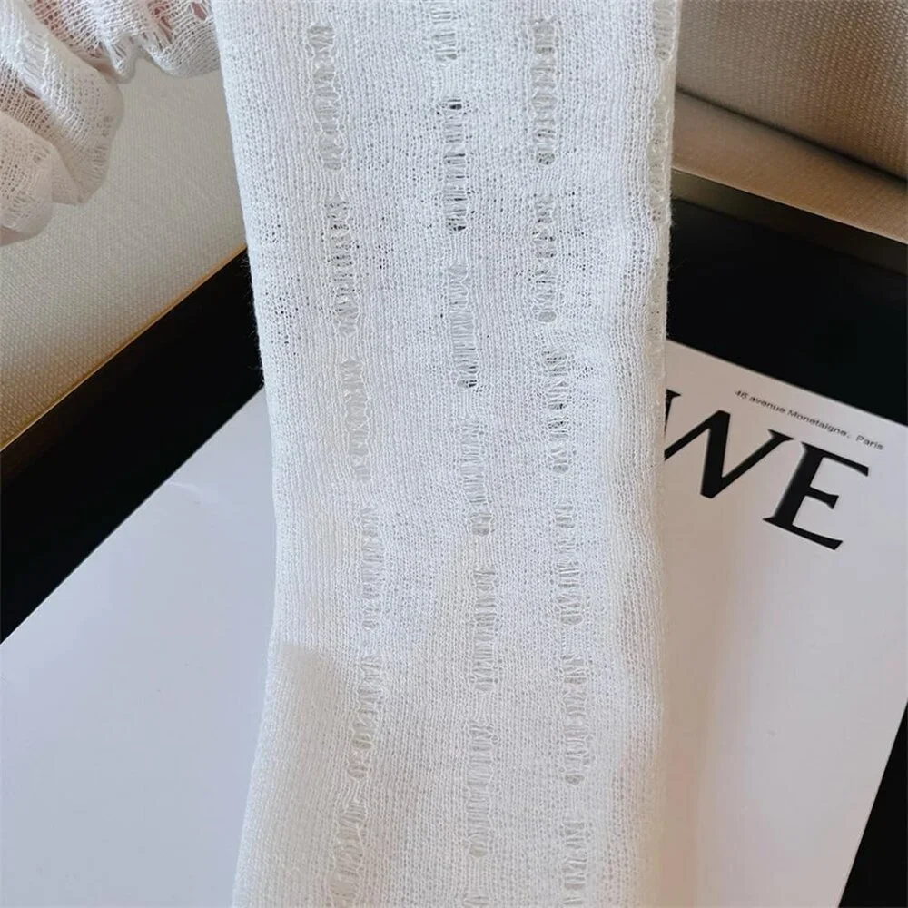 Women's Loose White Vintage Cosplay Party Sequins Hook Fingerless Long Gloves